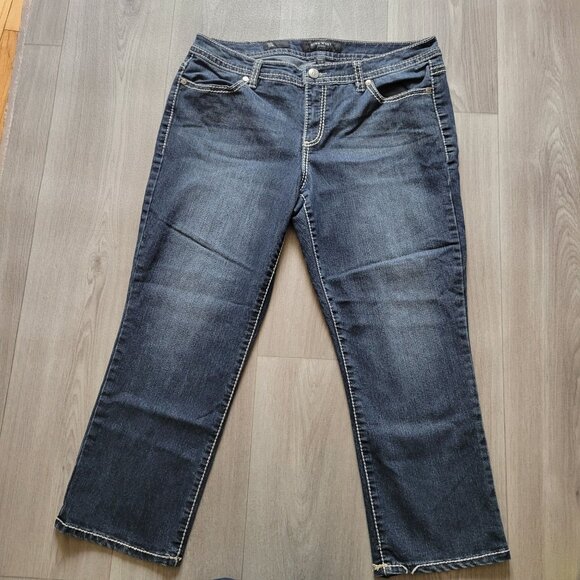 Nine West Womens Jeans 12/31 Dark Wash Denim Embroidered Back Pocket Straight Le - Picture 2 of 8